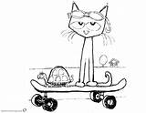 Pete Cat Coloring Pages Skateboard Play Printable Fanart Kids Bettercoloring sketch template