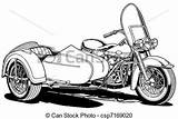 Motorcycle Harley Sidecar Softail Illustrazioni sketch template