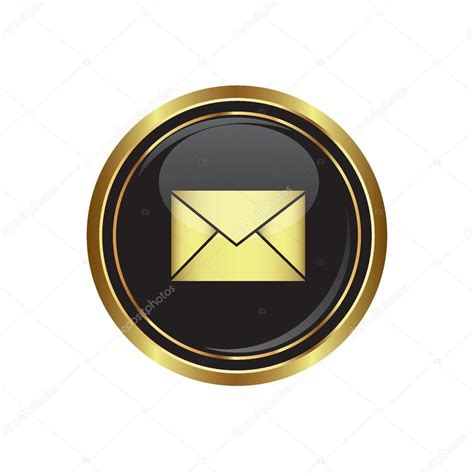 mail icon   black  gold  button stock vector image