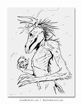 Wendigo Coloring Pages Walker Creature Mythical Mythos Monsters sketch template