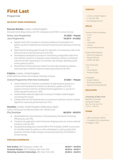 programmer resume examples   resume worded