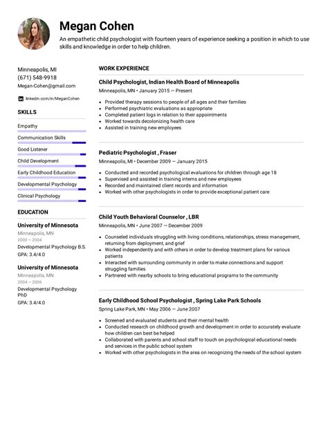 psychology resume sample   templates