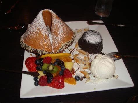 Two Desserts Big Fortune Cookie And Hot Chocolate Cake Delicious