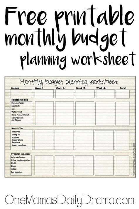 printable monthly budget planning worksheet  track spending budget