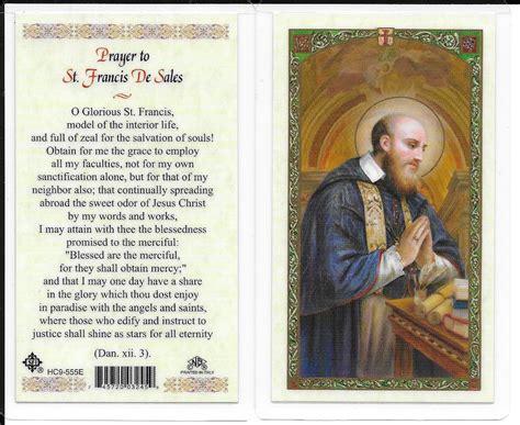 laminated prayer card prayer  st francis de sales