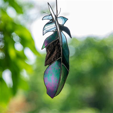 Stained Glass Raven Feather Suncatcher For Window Decor