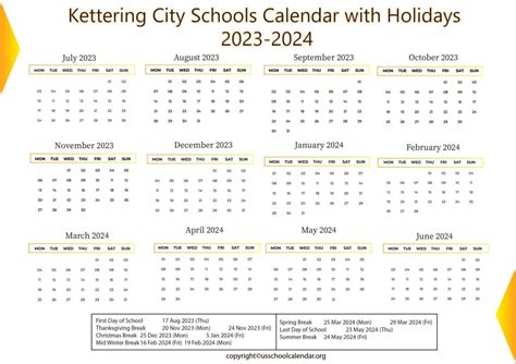 kettering city schools calendar  holidays