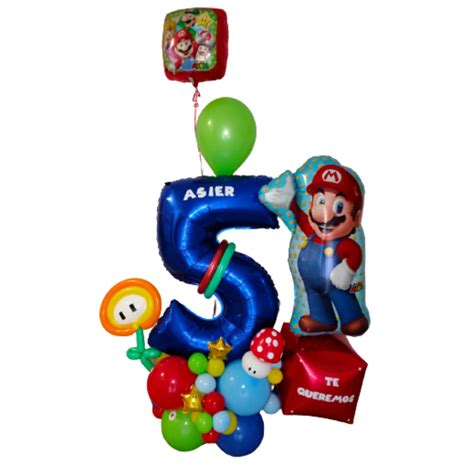 Arreglo Bouquet Globos De Cumpleaños Mario Bros Partyparty Tienda Online