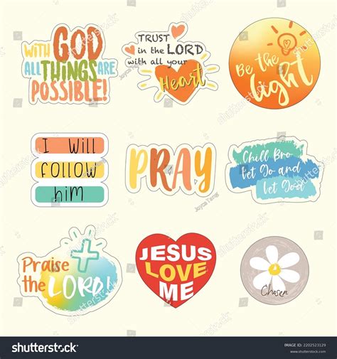 vector set christian stickers typography illustrations stock vector