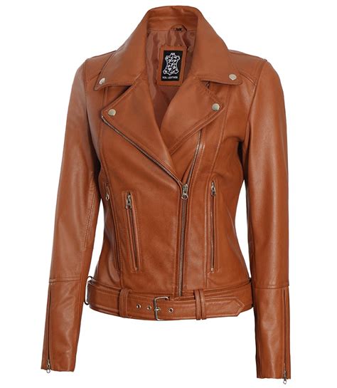 women brown asymmetrical motorcycle leather jacket