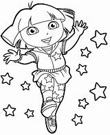 Dora Coloring Stars Kids Explorer Printable Print sketch template