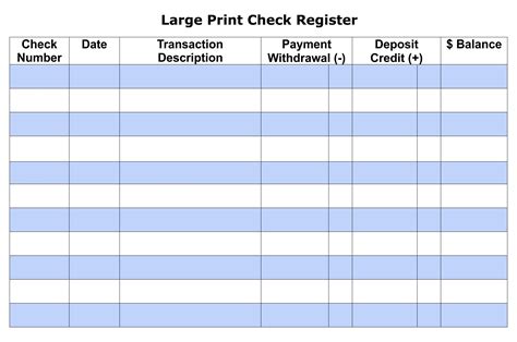 printable checkbook register printableecom