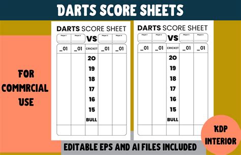 darts score sheets kdp interior graphic  cool worker creative fabrica