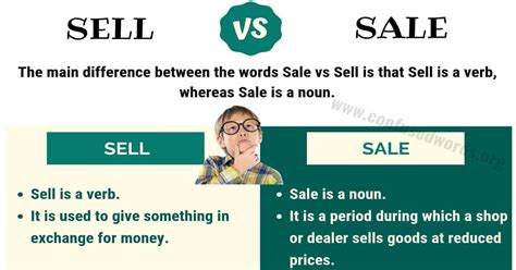 sell  sale whats  difference  sale  sell confused words