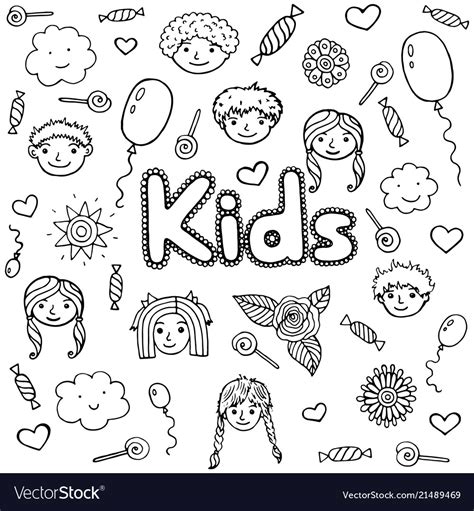 word kids coloring page  adults  children vector image