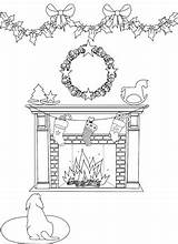 Coloring Fireplace Book Ornaments sketch template