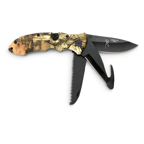 browning  blade hunting knife mossy oak infinity  folding knives  sportsmans guide