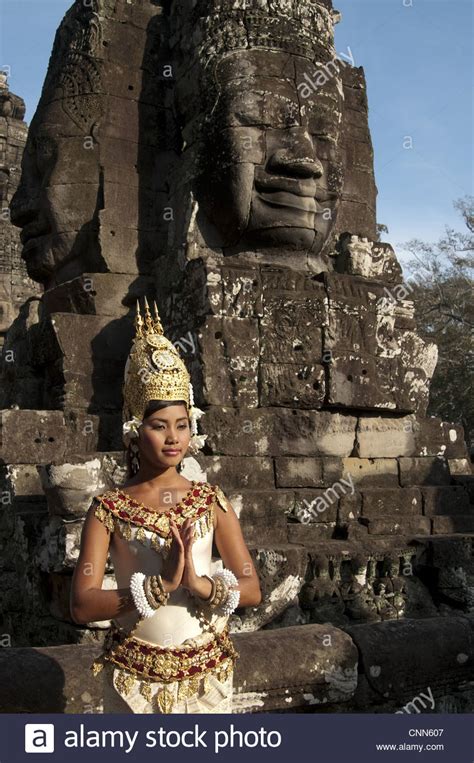 Girl Dancer Wearing Apsara Dancer Costume In Khmer Temple Bayon
