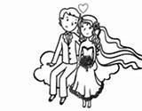 Colorare Sposi Pintar Fidanzati Nozze Dibuixos Nuvola Nuvem Newlyweds Noivinhos Disegno Acolore Núvol Sposa Casaments Bia sketch template
