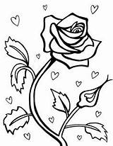 Coloring Pages Rose Roses Hearts Heart Printable Valentine sketch template