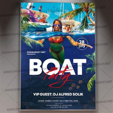 download boat party flyer psd template psdmarket