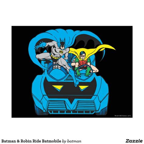 Batman And Robin Ride Batmobile Postcard