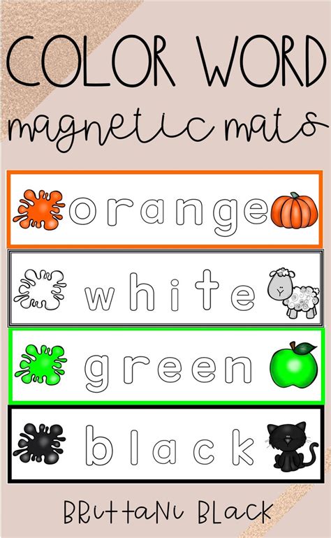 color word magnetic mats teaching colors teaching literacy