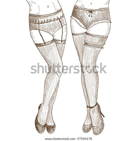 vector illustration graphic girls stockings panties stock vector