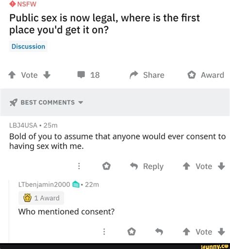 onsfw public sex is now legal where is the ﬁrst place you d get it on
