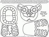 Chinese Coloring Lion Year Dance Puppet Printable Craft Mask Kids Worksheets Crafts Printables Clipart Pages Octopus Dragon Preschool Paper Paintbrush sketch template
