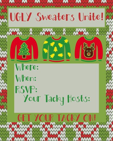 printable ugly sweater party invitation template  printable