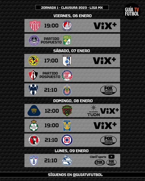 jornada  liga mx clausura  futbol en vivo mexico guia tv liga mx