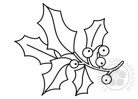 christmas holly coloring page flowers templates