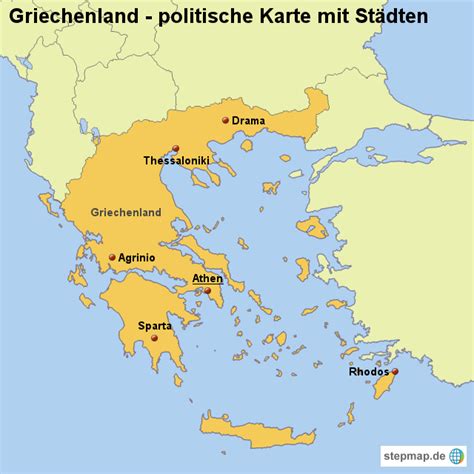 landkarte griechenland politische karte mit staedten von laenderkarte