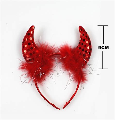 Red Devil Horns Headband And Pitch Fork Satan Trident