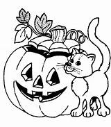 Halloween Coloring Pumpkin Cat Pages Print sketch template