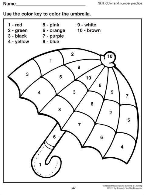 color  number kindergarten  coloring pages coloring p math