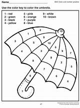 Coloring Worksheets Color Kindergarten Math Pages Printable Grade Number Numbers Sheet Kids Umbrella Choose Board Addition Shapes sketch template