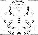 Surprised Gingerbread Mascot Woman Clipart Cartoon Thoman Cory Outlined Coloring Vector sketch template