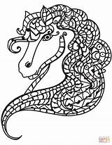 Coloring Horse Zentangle Head Pages Horses Supercoloring Printable Categories Animals Mandala Template sketch template