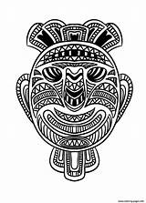 African Mask Coloring Masks Pages Adult Africa Kids Simple Print Printable Color Children Adults Totem sketch template
