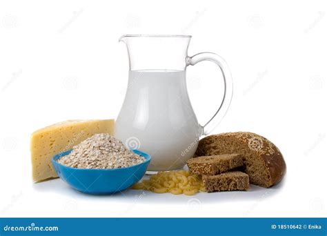 melk brood kaas en worst stock foto image  havermeel
