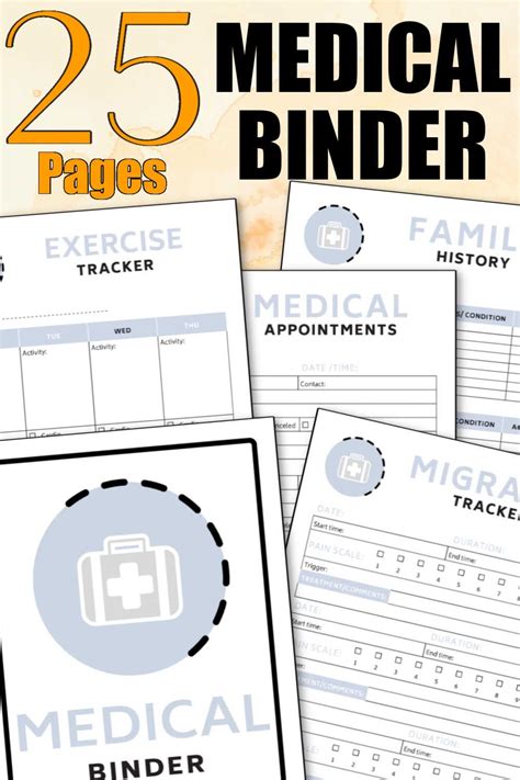 printable medical binder  worksheets sample pages medical