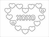 Xoxo Coloring Valentine Pages Template Card sketch template