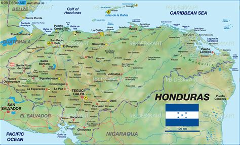 map  honduras country welt atlasde