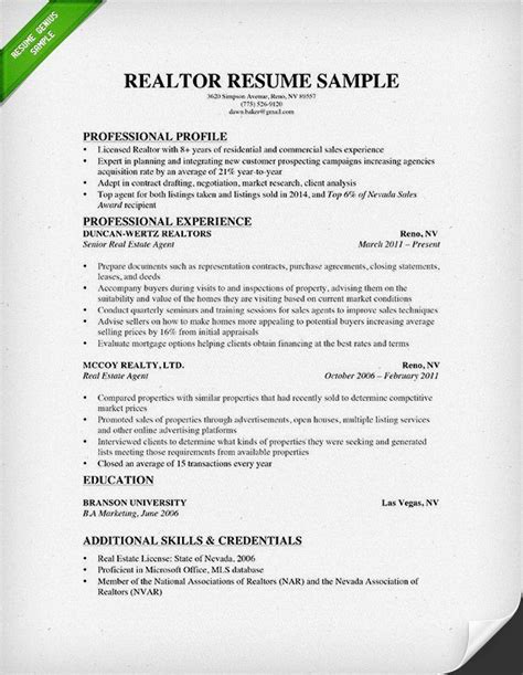Real Estate Resume Sample Resume Samples