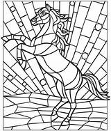 Coloring Mosaic Pages Horse Animal Animals Es Glass Google Color Number sketch template