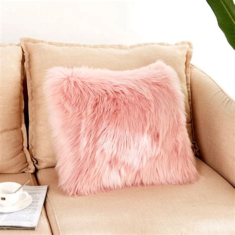 45 45cm Fluffy Solid Color Warm Soft Plush Pillow Case Waist Throw