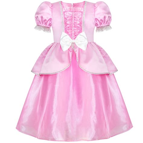 girls dress pink princess cosplay costume dress  party  summer wedding dresses girl