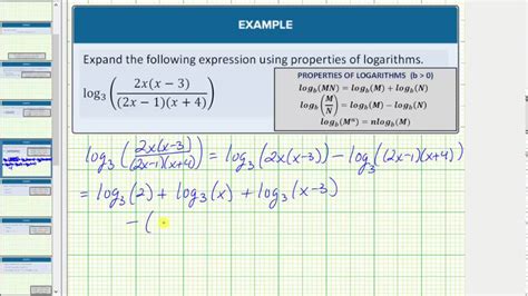 expand logarithms  properties  logarithms expressions youtube